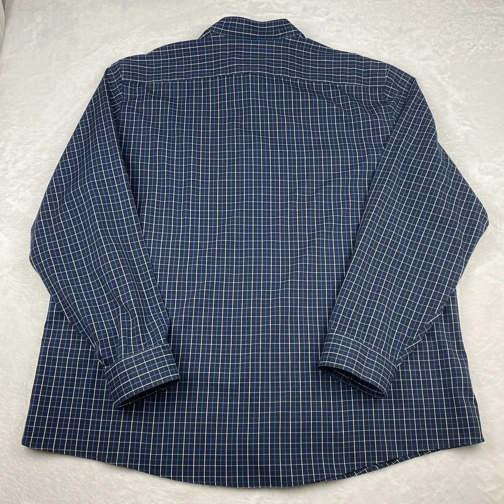 Eddie Bauer Shirt Mens 2XL Blue/White Checks Classic Fit Wrinkle Free
